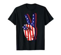 Mano del Segno di Pace della Bandiera degli Stati Uniti 4 Maglietta