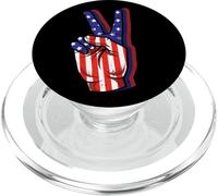 Mano del segno di pace della bandiera degli Stati Uniti 4 PopSockets PopGrip per MagSafe