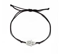 Mano di Fatima Bracciale per Donne Uomini in Acciaio Inox Hamsa Mano di Fatima con Una Perlina Intreccio Colorato Bracciale Regolabile Talismano Gioielli Regalo (argento 1)