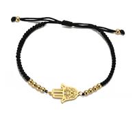 Mano di Fatima Bracciale per Donne Uomini in Acciaio Inox Hamsa Mano di Fatima con Una Perlina Intreccio Colorato Bracciale Regolabile Talismano Gioielli Regalo (oro-B)