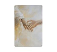 Mano di Gesù Cristo, La donna tocca Gesù, Dio Guarigione, Insegnante spirituale, Pittura di arte cristiana, Stampa di Gesù, Clipart di Gesù, Poster della Bibbia Decorazione da parete Poster di latta