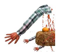 Mano di Halloween | Mano spezzata insanguinata da 55 cm con manica in tessuto scozzese | Puntelli horror realistici e raccapriccianti per Halloween Haunted House