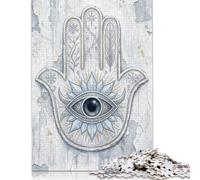 Mano di Hamsa in argento Puzzle 1000 Pezzi, Stile modello oro | Arte del simbolo spirituale, Design protettivo per le mani, Gioco di Famiglia, Motivo Puzzle, Sfida Puzzle, 14+, 70x50cm.