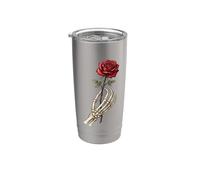 Mano di scheletro teschio rosso rosa gotico romanticismo horror punk Bicchiere termico in acciaio inox doppia parete