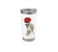 Mano di scheletro teschio rosso rosa gotico romanticismo horror punk Bicchiere termico in acciaio inox doppia parete