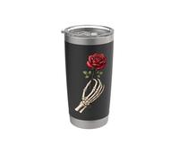 Mano di scheletro teschio rosso rosa gotico romanticismo horror punk Bicchiere termico in acciaio inox doppia parete