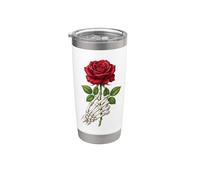 Mano di scheletro teschio rosso rosa gotico romanticismo horror punk Bicchiere termico in acciaio inox doppia parete