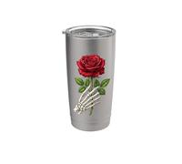 Mano di scheletro teschio rosso rosa gotico romanticismo horror punk Bicchiere termico in acciaio inox doppia parete