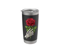 Mano di scheletro teschio rosso rosa gotico romanticismo horror punk Bicchiere termico in acciaio inox doppia parete