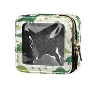 Mano disegnato a mano nave oceano pelle trasparente trucco borsa per la borsa per le donne cosmetici caso toeletta viaggio Tote, Dinosauri Verde Silhouette, 1 Size