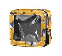 Mano disegnato a mano nave oceano pelle trasparente trucco borsa per la borsa per le donne cosmetici caso toeletta viaggio Tote, Divertente Zafferano di squalo senza cuciture, Taglia unica