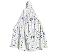 Mano disegnato fiore stampa uomo donna adulto con cappuccio mantello Cosplay costume Halloween Natale Carnevale feste
