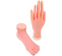 Mano Finta per Nail Art e Piede Finto, 2 Pezzi in Gomma Beige | Superficie Liscia, Pratica Portatile per Pratica a Casa e Allenamento, per Studenti di Cosmetologia e Amanti Colore Casuale