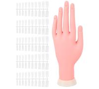 Mano Finta per Nail Art in Silicone e Abs, Set 1 Pezzo | Supporto Pieghevole per Tips, Rosa, per Pratica Manicure e Formazione in Salone