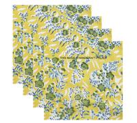 Mano Indiano Blocco 100% Stampa Cotone Velo Tessuto Tovaglioli Verde Giallo