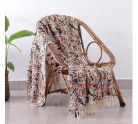 Mano Indiano Blocco Stampa Coperta Telaio Manuale Floreale Marrone & Cotone Nero