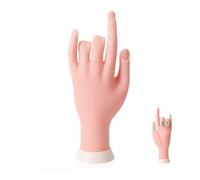 Mano per Pratica,Manicure Practice Hands,Esercitazioni di Nail Art,Mano Finta con Unghie per Praticare la Manicure,Modello Flessibile Movable Morbida per Nail Art Manicure Dito di Formazione,23x8.5c