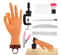 Mano pratica per nail art acrilica, kit modello a mano morbida con strumenti per unghie, mano simulata manichino regolabile con supporto a morsetto, manichino finto per allenamento