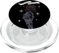 Mano scheletro che tiene rosa nero scuro romantico PopSockets PopGrip per MagSafe