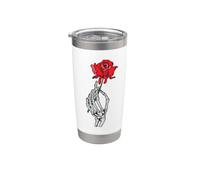 Mano scheletro che tiene una rosa rossa I Halloween I Bicchiere termico in acciaio inox doppia parete