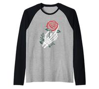Mano Scheletro con Rosa Tattoo Gothic Dark Romantic Art Maglia con Maniche Raglan