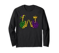 Mano Scheletro Mardi Gras New Orlean Party Design Maglia a Manica