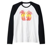 Mano Stand Girl Summer Sunset 80s Palm Maglia con Maniche Raglan