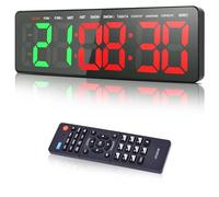 Manoive Timer da Palestra, 16.5" Grande Orologio da Parete Digitale, Gym Timer Intervallo Fitness LED con CountDown/Up Cronometro, Luminosità & Volume Regolabile, Telecomando per Casa Garage Esterno