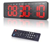 Manoive Timer Palestra da Parete,13.2" Orologio da Parete Digitale, Gym Timer Intervallo Fitness LED con CountDown/Up Cronometro, Luminosità & Volume Regolabile, Telecomando per Casa Garage Esterno