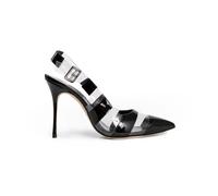 Manolo Blahnik - Décolleté Slingback a Stiletto in Vernice a Righe - - Shoes - Donna - Nero - 37 EU