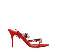 Manolo Blahnik Red Satin Stiletto Heel Sandals - EU39/US9