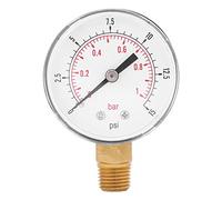 Manometro, 0-15psi/0-1bar BSPT 1/4 "BSPT Filetto Mini misuratore di bassa pressione Manometro a doppia scala per aria, acqua, olio, aria