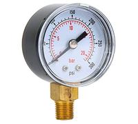 Manometro 1/8 BSPT, Manometro Meccanico BSPT da 1/8 di Pollice Connessione Inferiore a Doppia Scala per Olio Aria, Accessori per Compressore D'aria (0-300 psi, 0-20 bar)