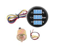 Manometro, 1Pc Misuratore di pressione 'olio temperatura 'acqua barche Voltmetro Display digitale da 52 mm Set triplo calibro a prova di acqua multifunzionale
