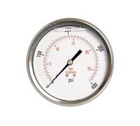 Manometro dell'olio da 4", alloggiamento in acciaio inox, 1/4" NPT, parte posteriore centrale, 0-400 PSI