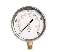 Manometro dell'olio da 4 pollici, alloggiamento in acciaio inox, NPT da 3/8 di pollice, montaggio inferiore, 0-400 PSI-