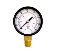 Manometro di servizio da 2 pollici, sede inferiore NPT da 1/4 di pollice, cassa in acciaio nero, 0-160 PSI-