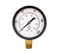 Manometro for servizi pubblici da 1-1/2 pollici, acciaio nero, 1/8 pollici NPT, montaggio inferiore, 0-1.000 PSI-
