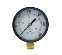 Manometro for servizi pubblici da 1-1/2 pollici, acciaio nero, 1/8 pollici NPT, montaggio inferiore, 0-3.000 PSI-