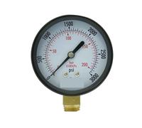 Manometro for servizi pubblici da 1-1/2 pollici, acciaio nero, 1/8 pollici NPT, montaggio inferiore, 0-3.000 PSI-