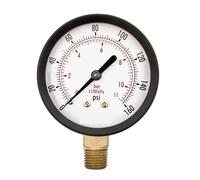 Manometro for servizi pubblici da 2-1/2 pollici, attacco inferiore NPT da 1/4 pollici, cassa in acciaio nero, 0-160 PSI-