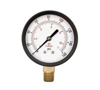 Manometro for servizi pubblici da 2-1/2 pollici, attacco inferiore NPT da 1/4 pollici, cassa in acciaio nero, 0-160 PSI-