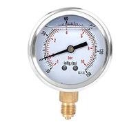 Manometro, Fydun TS-PGGZ604-10bar Y60 Manometro per vuoto a riempimento di olio radiale Manometro Cassa in acciaio inossidabile 1/4BSP Attacco inferiore