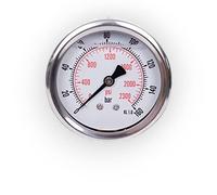 Manometro glicerina attacco assiale, in acciaio inox IP65 63 mm con connettore posteriore, 1/4 glicerina (0-160 bar)