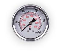 Manometro glicerina attacco assiale, in acciaio inox IP65 63 mm con connettore posteriore, 1/4 glicerina (0-250 bar)