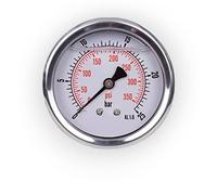 Manometro glicerina attacco assiale, in acciaio inox IP65 63 mm con connettore posteriore, 1/4 glicerina (0-25 bar)