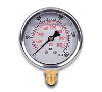 Manometro glicerina attacco radiale, in acciaio inox IP65 63 mm con connettore dal basso, 1/4 glicerina (0-250 bar)