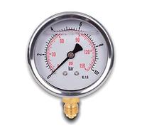 Manometro glicerina attacco radiale, in acciaio inox IP65 63 mm con connettore dal basso, 1/4 glicerina (0-10bar)