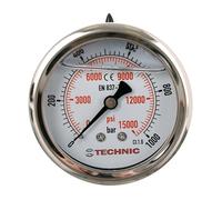 Manometro glicerina riempita 63 mm 0-1000 Bar 15000 PSI 1/4" indicatore di pressione