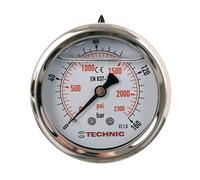 Manometro glicerina riempita 63 mm 0-160 Bar 2300 PSI 1/4" indicatore di pressione